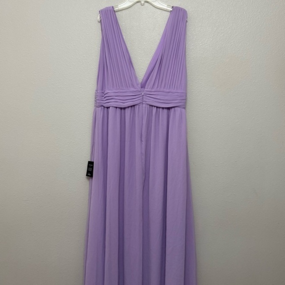 NEW Lulus Heavenly Hues Lavender Chiffon Plunge Maxi Dress Sleeveless Slit LARGE - Picture 13 of 13